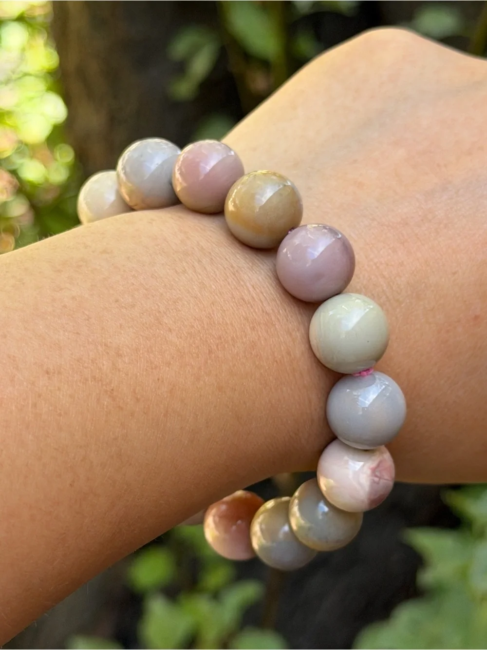 13mm pink creamy natural Alashan stretch bracelet 2213